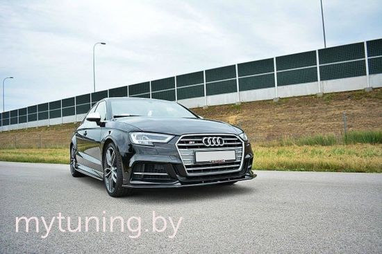 Сплиттер бампера переднего V.1 для AUDI A3 8V S-Line / S3 8V рестайлинг (17-...)