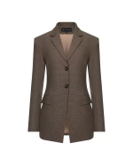 Жакет приталенный в клетку, Кофейный