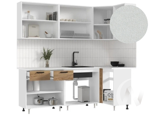 Кухня Рио NEW ЛДСП 2;2х1;0м (белый/дуб крафт/антарес)