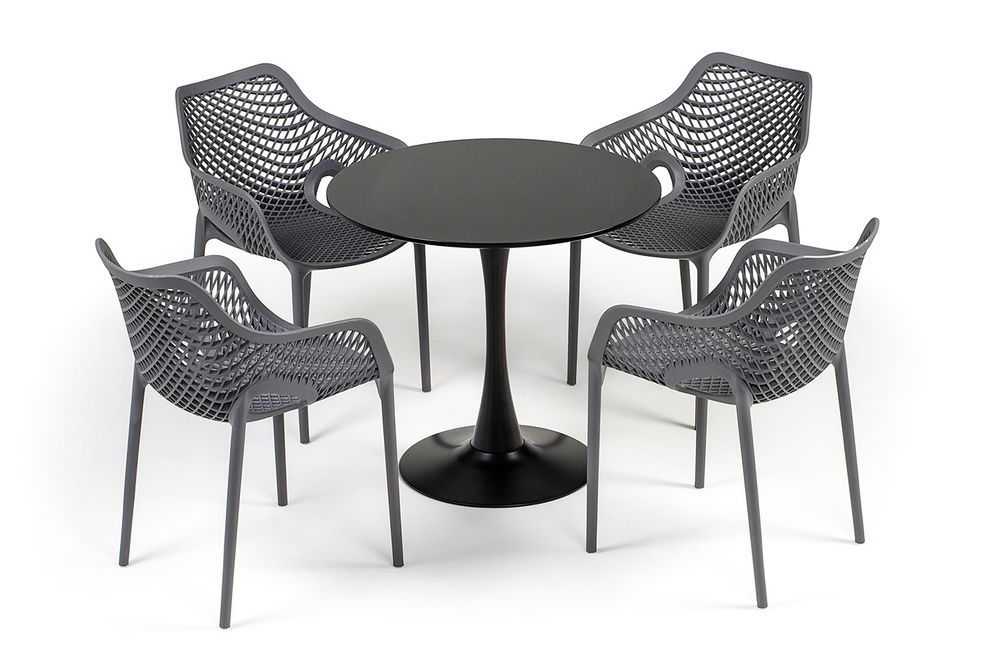 "Беллини" обеденная группа на 4 персоны, цвет темно-серый