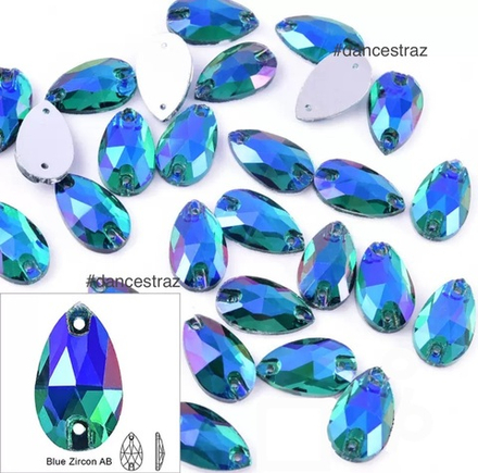 Стразы пришивные, Teardrop, Blue Zircon AB, A3-P55, 13*22mm, (20 ea/pkg), 3A (F2)