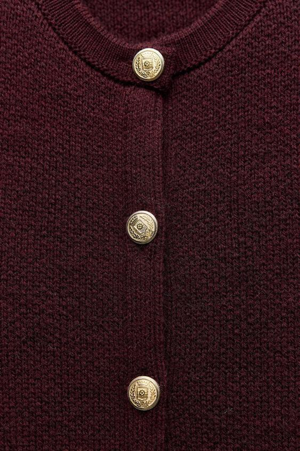 ZARA КАРДИГАН С ЗОЛОТИСТЫМИ ПУГОВИЦАМИ, ГРАНАТОВЫЙ