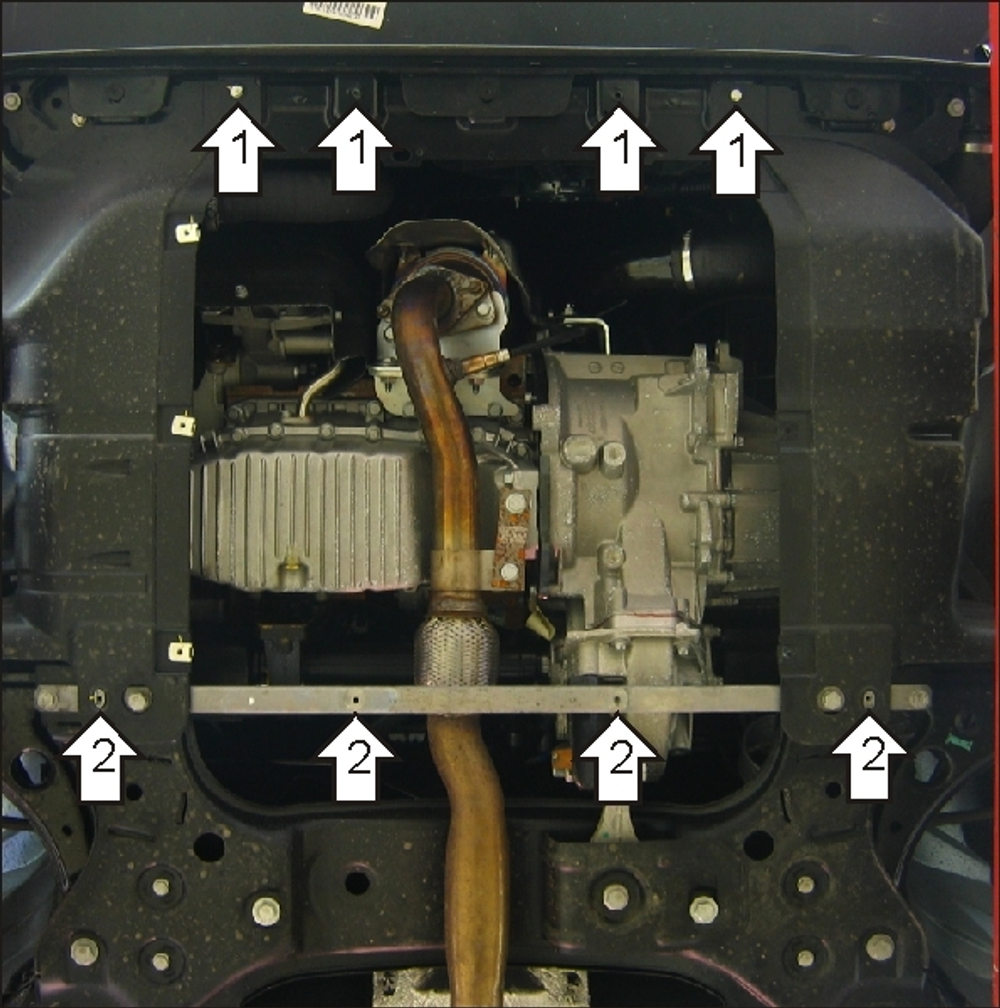 Защита картера Двигателя, КПП. 2 мм, Сталь. для FIAT Bravo 2006-2015, Lancia Delta 2008-2014 MOTODOR.00614