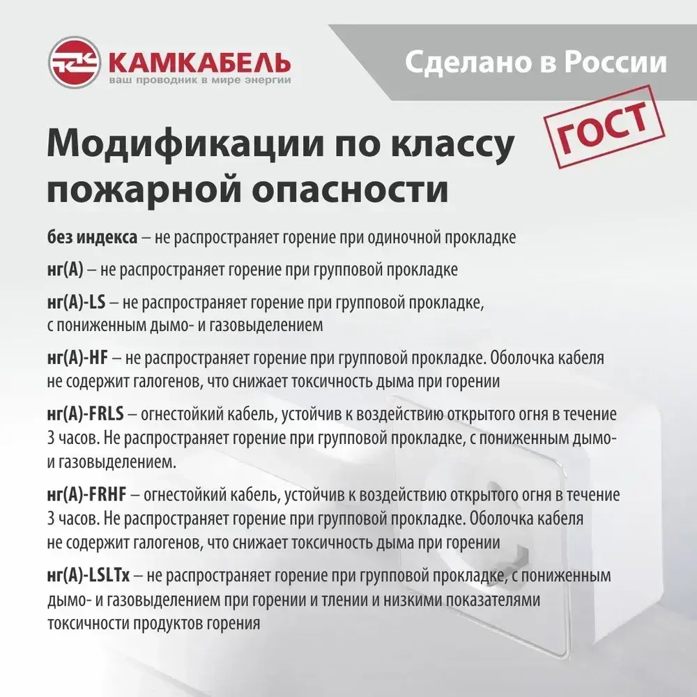 Камкабель Силовой кабель ВВГ-Пнг(А)-LS 2 x 2.5 мм², 10 м, 1060 г