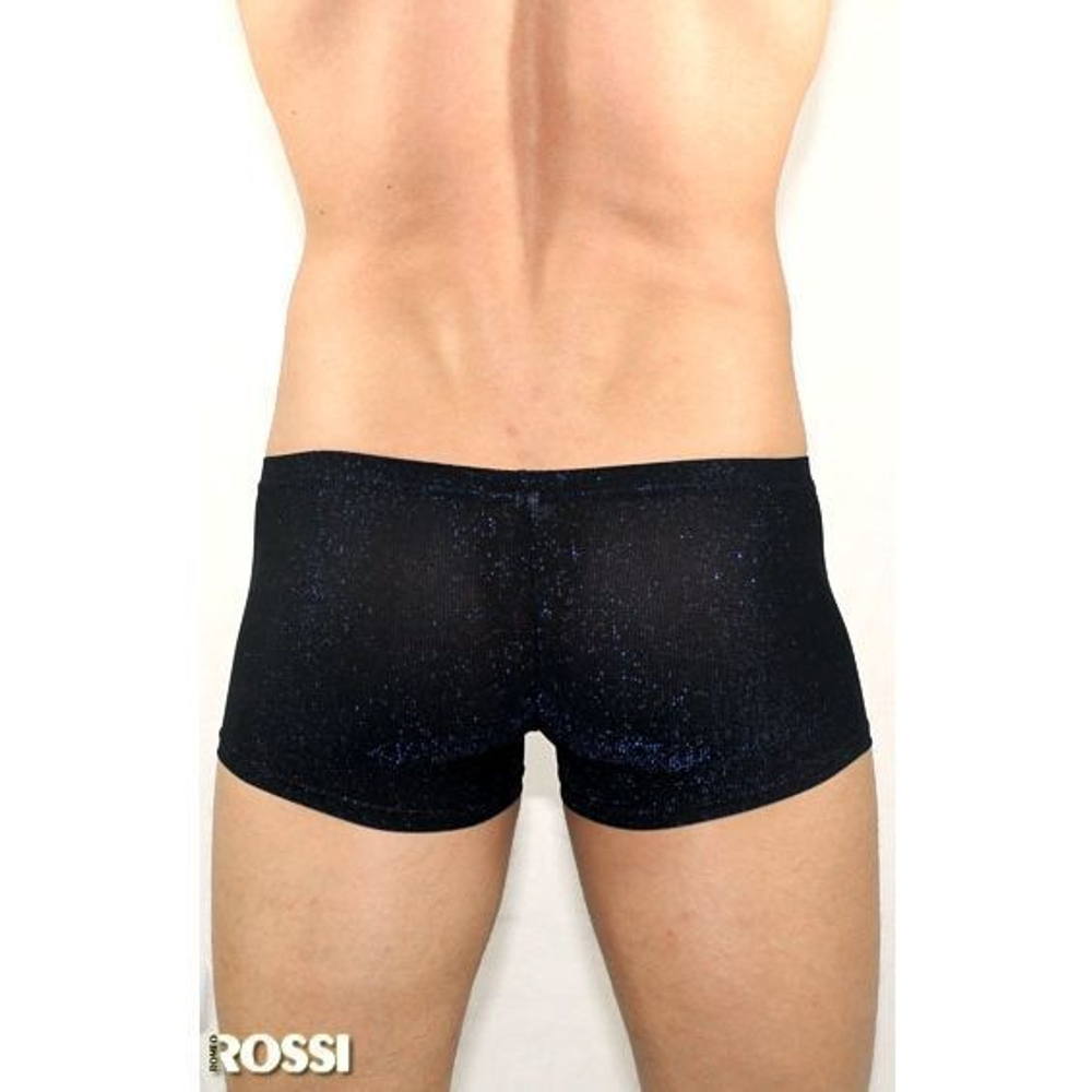 Мужские трусы боксеры черные с синими блестящими вкраплениями Romeo Rossi Polar Night Boxer RR00205
