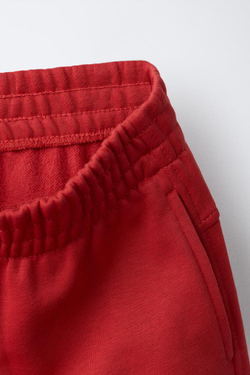 ZARA БРЮКИ-ДЖОГГЕРЫ С НАДПИСЬЮ, МЯГКИЙ КРАСНЫЙ