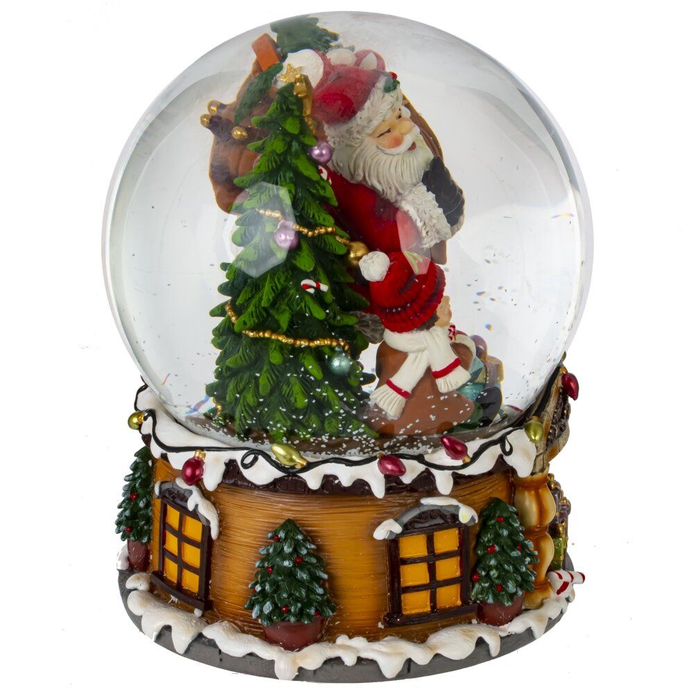 GAEM Фигурка декор в стекл шаре "Санта" (муз с ключ), D 15 см, L15 W15 H20,5 см