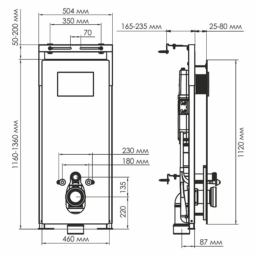 Инсталляция для унитаза WasserKraft Salm 27TLT.010.ME.WH.MG02 белая панель/кнопка матовое золото