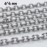 Цепочка, цвет серебро, размер 6*4 мм, цена за 50 см