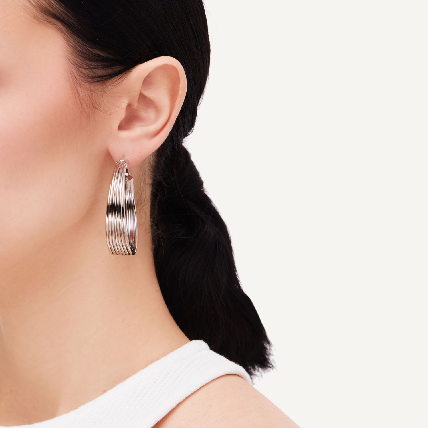 Серьги Abreast Lines Hoops – Silver