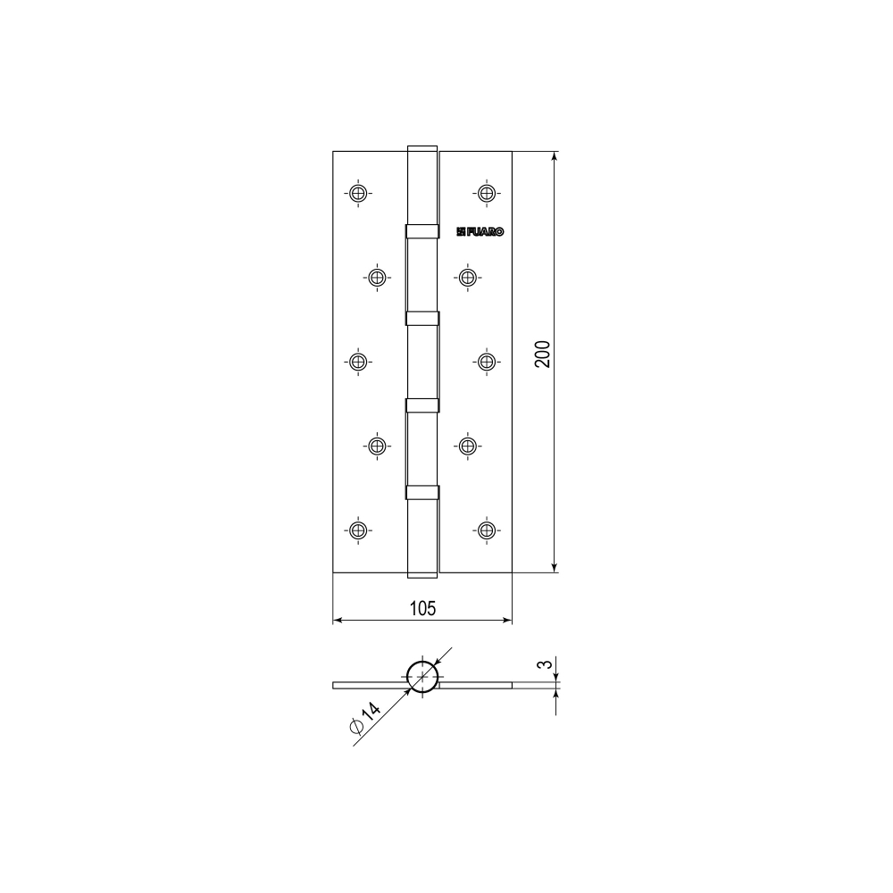 Петля универсальная IN8400U WAB (4BB 200x105x3) мат. бронза