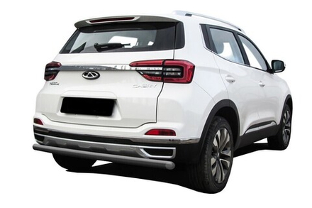 Защита заднего бампера Chery Tiggo 4 (2018-2023) d57 серебристая