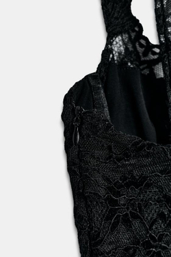 ZARA КРУЖЕВНОЕ ПЛАТЬЕ МИДИ, ЧЕРНЫЙ