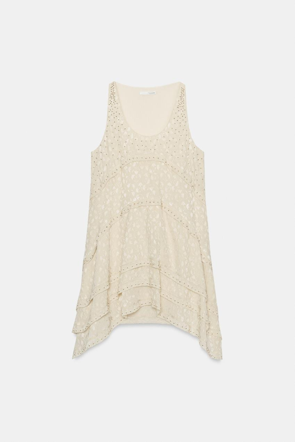 ZARA КОРОТКОЕ ЖАККАРДОВОЕ ПЛАТЬЕ — ZW COLLECTION, ЭКРЮ/БЕЖЕВЫЙ