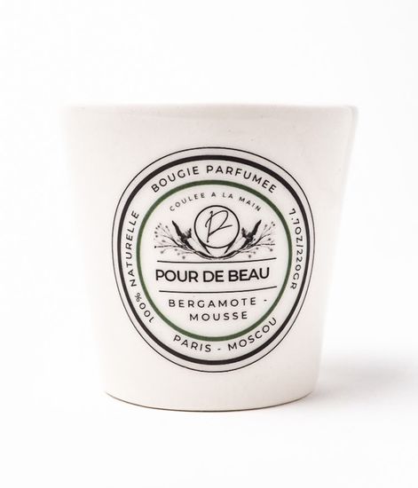 Бергамот - Мох, свеча в фарфоре, Pour de Beau