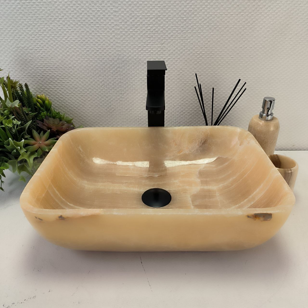 Раковина из оникса Rectangle Yellow SO-62972 46*34*14 54