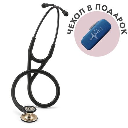 Стетоскоп Littmann Cardiology IV, черный, акустическая головка цвета шампанское (6179)