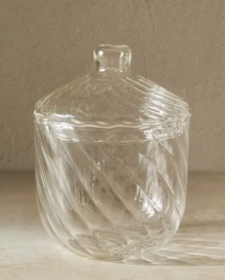 ZARA HOME БАНКА-ОРГАНАЙЗЕР С РЕЛЬЕФНЫМ ВОЛНИСТЫМ УЗОРОМ, ПРОЗРАЧНЫЙ