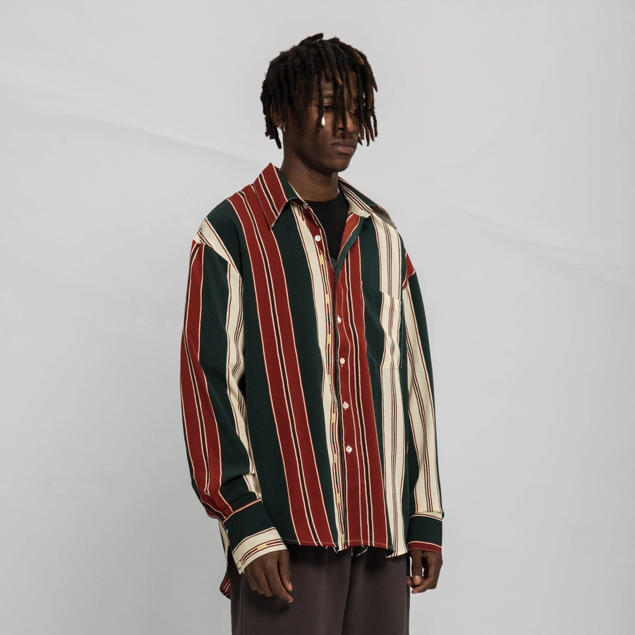 Рубашка ER "Green and Red Stripes" Long Sleeve Shirt