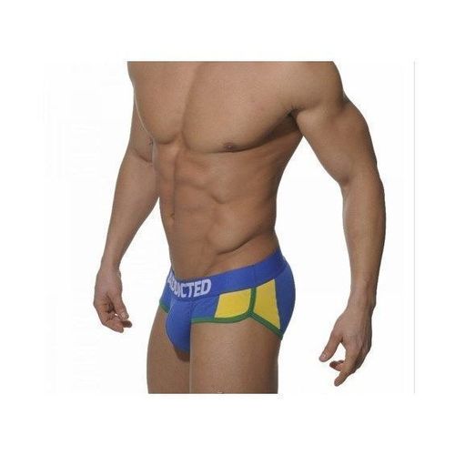 Мужские трусы брифы синие с желтыми вставками по бокам Seobean Addicted Brasil