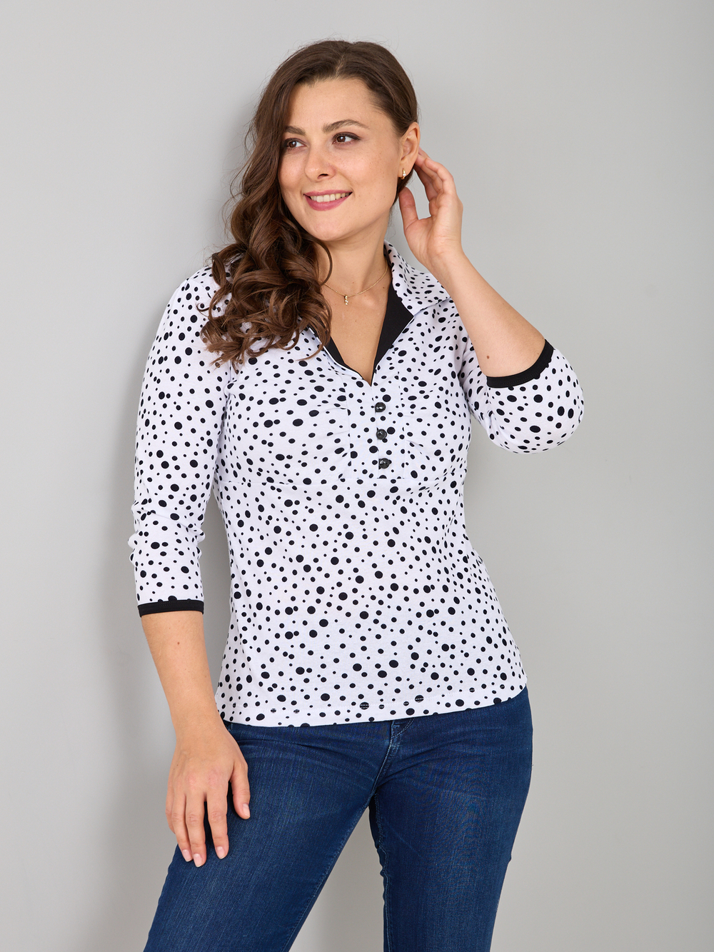 Блузка БЛ-015/белыйгорох