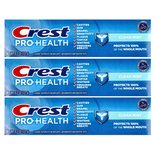 Crest, Pro-Health, зубная паста с фторидом, чистая мята, 3 тюбика по 121 г (4,3 унции)