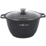 Кастрюля 6,5л со стекл. крышкой, АП (темный мрамор)