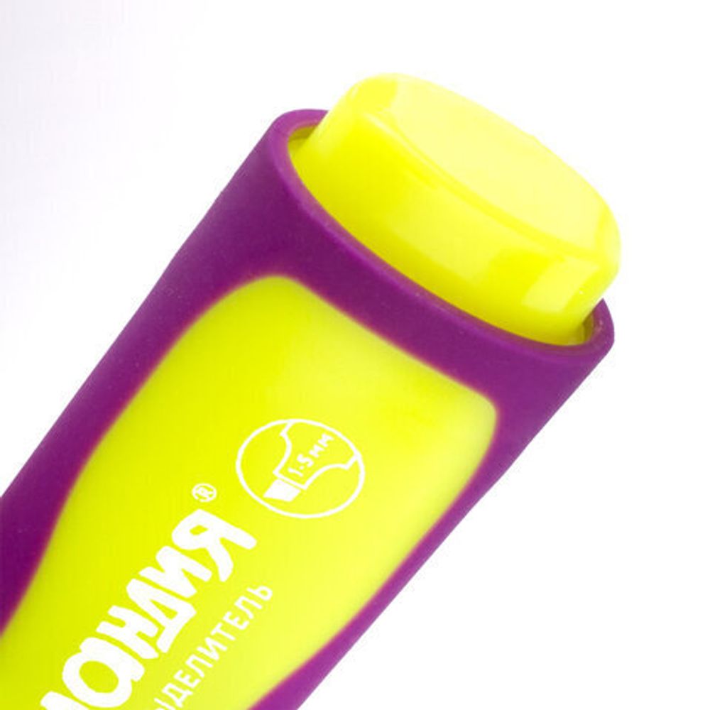 Текстовыделитель ЮНЛАНДИЯ "ELASTIC", ЖЕЛТЫЙ, прорезиненный корпус, линия 1-5 мм, 151759