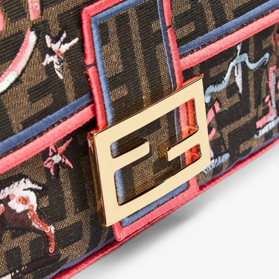 Сумка Fendi из ткани FF с вышивкой Astrology коричневый