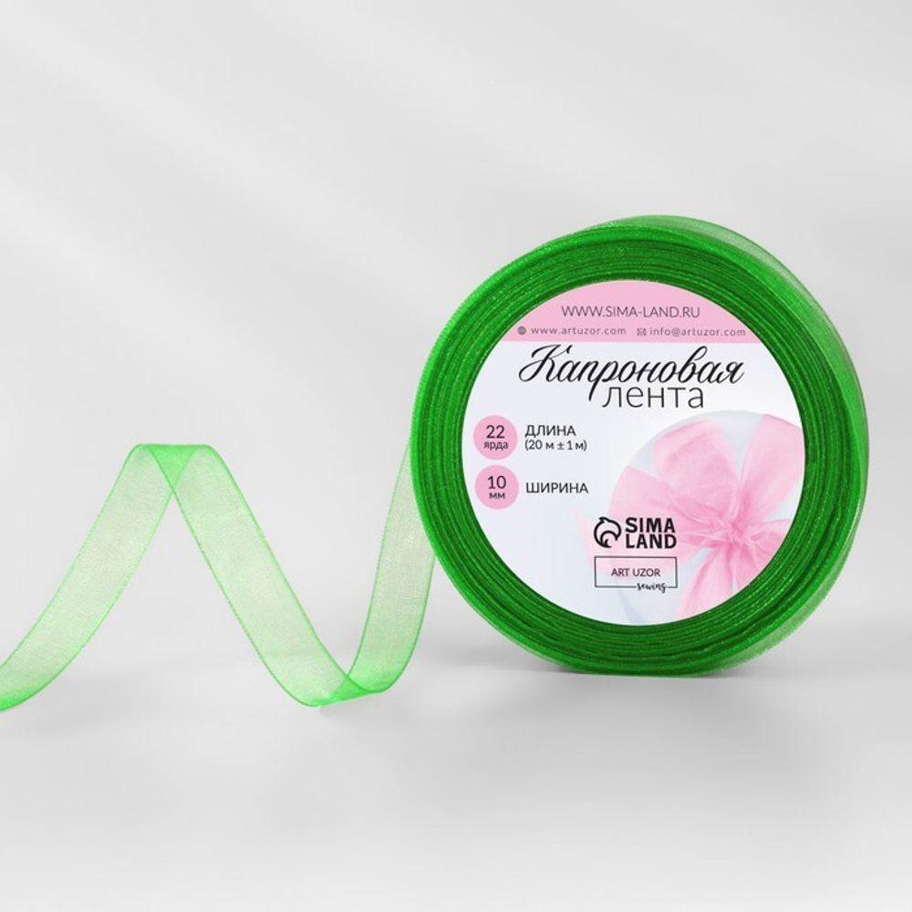 Лента капроновая, 10 мм, зелёная
