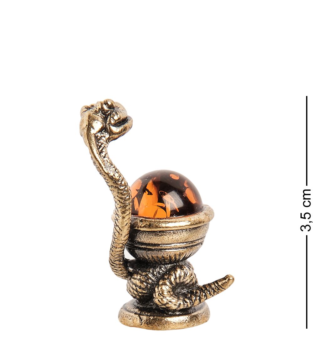 Народные промыслы AM- 785 Фигурка «Змея с кубком» (латунь, янтарь)