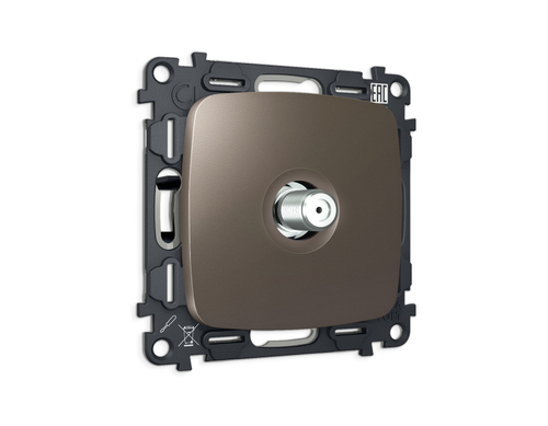 MO643050 Комплект механизма TV розетки SAT 5-2400MHz 3.5dB OMEGA Темная бронза матовый QUANT (OP6430, VM215)