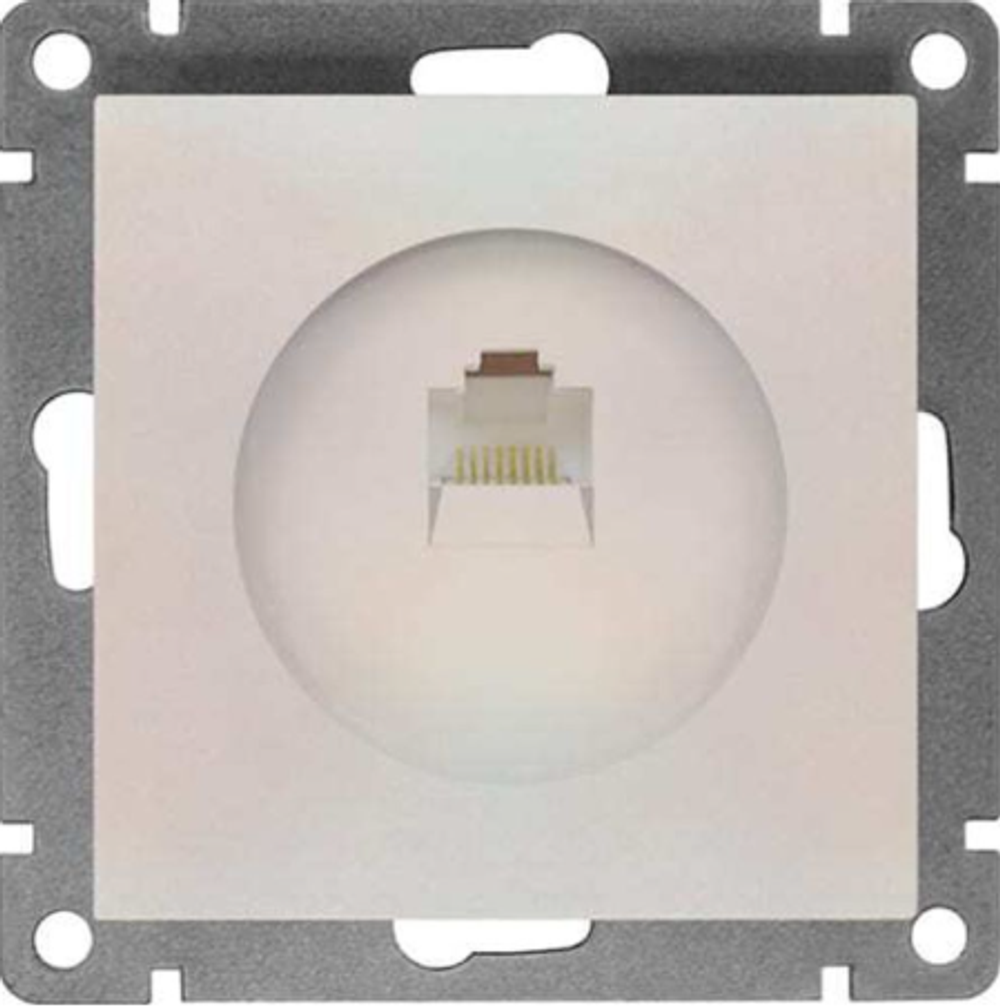 Розетка компьютерная одноместная UNIVersal серия афина, скрытой установки, 1а, rj45, жемчуг.