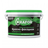 Краска водно-дисперсионная фасадная особопрочная Krafor, 14 кг, белая, 26952