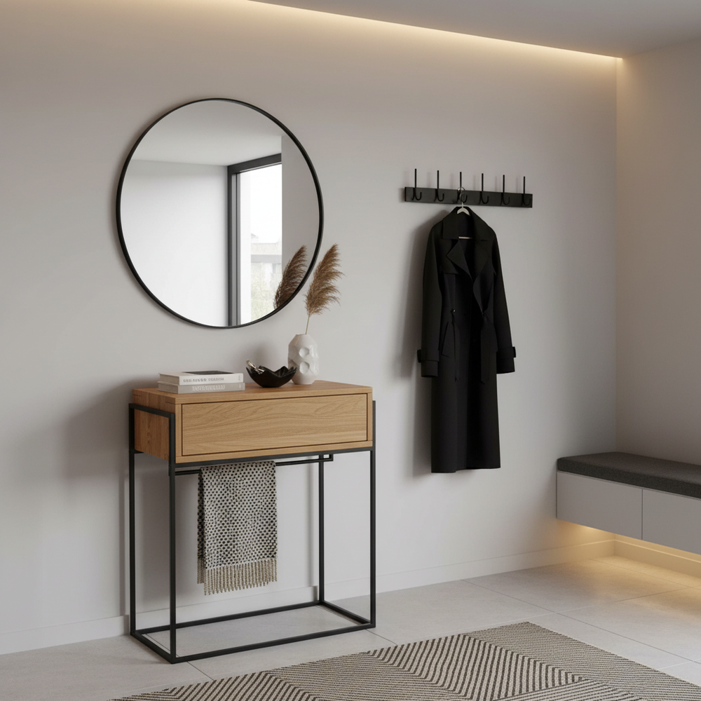 Туалетный столик консоль GEOFFREY G+K 63х35 см из массива дикого дуба в стиле лофт