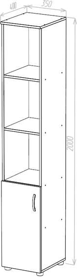 Стеллаж узкий полуоткрытый