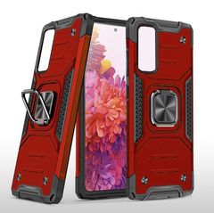 Противоударный чехол для Xiaomi Poco M3 Pro красный с пластиной для магнитного автодержателя и кольцом подставкой / чехол с держателем на палец для Сяоми Поко М3 Про