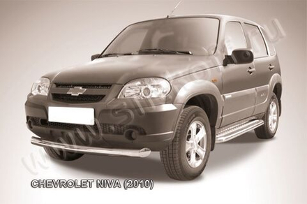 Защита переднего бампера (нержавейка) Chevrolet Niva (2009-2020) d76