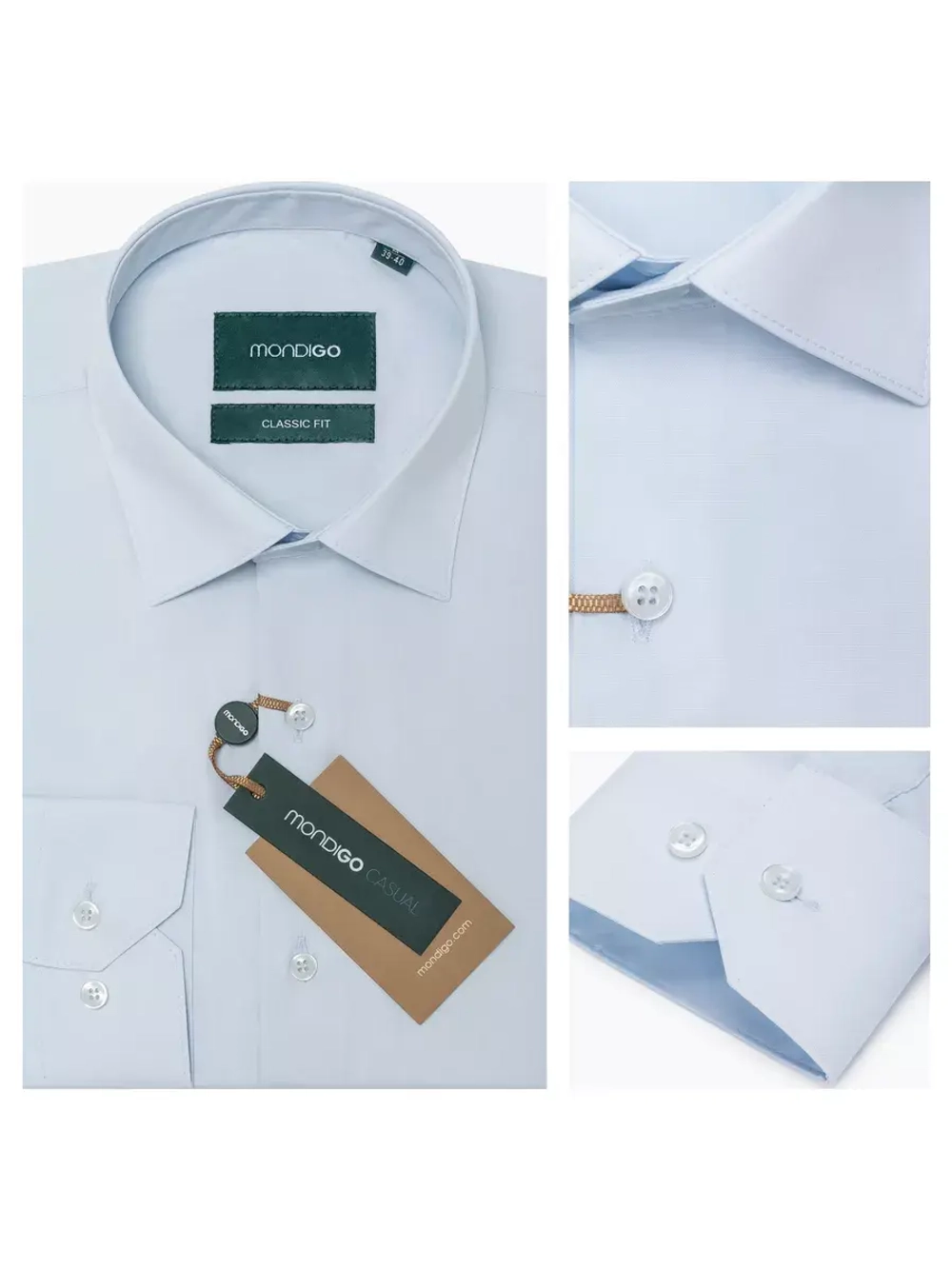 Рубашка классическая CLASSIC FIT с длинным рукавом, светло-голубая