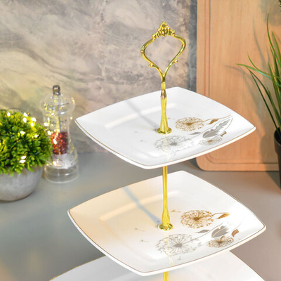 Фруктовница 3-х ярусная "Одуванчики" квадрат (00113588)