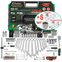 Набор инструментов 125+6пр. 1/4'', 1/2'' (6гр.)(4-32мм) RockFORCE RF-41252-5 Premium