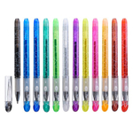 Ручка гелевая, Basir, цветные чернила, серия "Тату", с трафаретом для татуировки, 12 шт