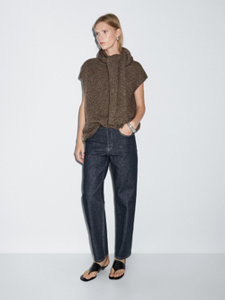 Massimo Dutti Джинсы прямого кроя с высокой талией, темно-синий