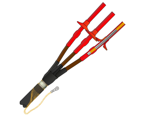 Муфта термоусаживаемая наружной установки на трехжильный кабель с СПЭ-изоляцией с броней на напряжение до 10 кВ с проволочным экраном  3ПКНТпнг-LS-Б-10-70...120-КПЭ (без наконечников)