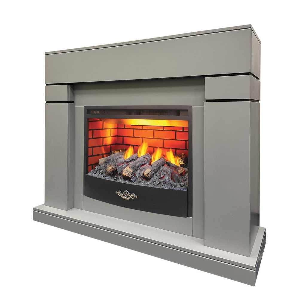Электрокамин RealFlame Lindelse 25,5/26 GR серый c очагом 3D Firestar 25,5