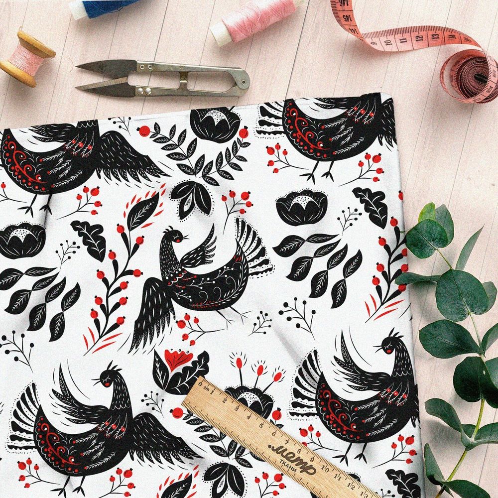 Ткань муслин русская жар-птица