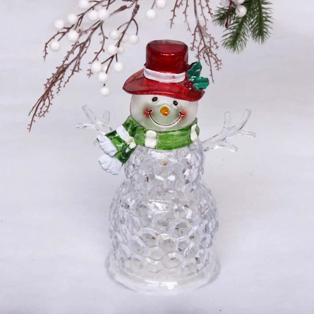 Сувенир с подсветкой «Хрустальный снеговик» 24*17,8 см