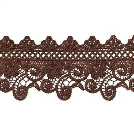 3AR821 Кружево матовое гипюр 7,5см*9,14м (266 т-шоколад)
