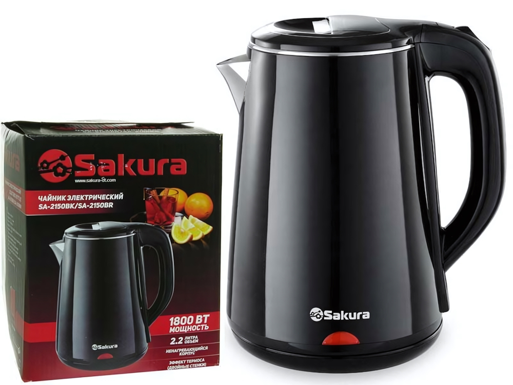 Чайник электрический 2,2л Sakura SA-2150BK, черный