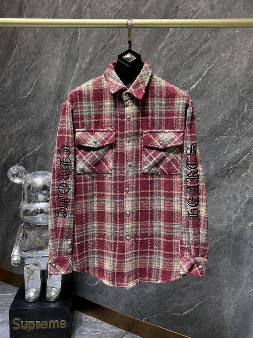 Красная рубашка в белую клетку Chrome Hearts